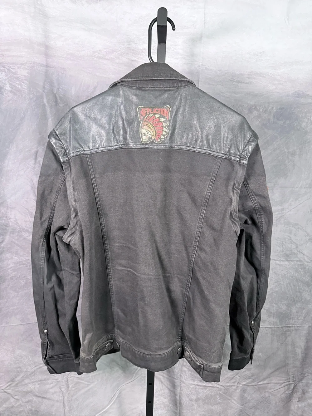 Affliction Black Men’s Military-Style Patch Jacket - worn by Randy Couture